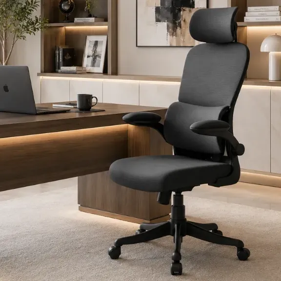 Cadeira Escritório Ergonômica Maat Brand Com Suporte Lombar Preto Mesh