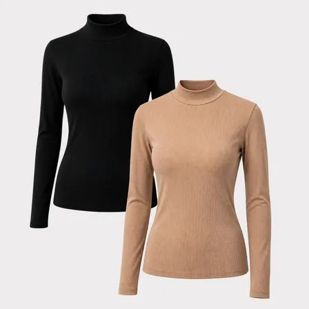Kit 2 Blusa Cacharrel Canelada Feminina Manga Longa Básica