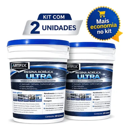 Kit 2 Resinas Artfix 18l Incolor Acetinado Base Água 6 Funçõ