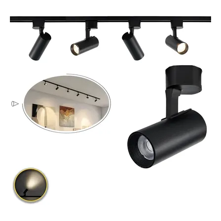 Kit Trilho Eletrificado 1m + 4 Spots 15w Bivolt Preto/branco 127/220v Preto-branco Quente