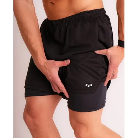 Shorts 2 Em 1 Duplo Bolso Para Academia Treino Corrida Uvdry
