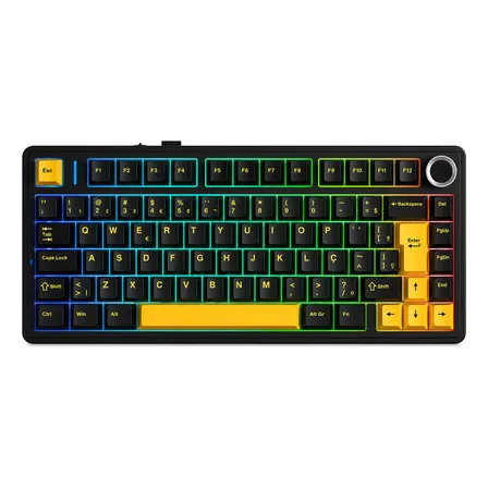 Teclado Mecânico Aula F75 75% Rgb Bluetooth 2.4g Usb-c Abnt Preto