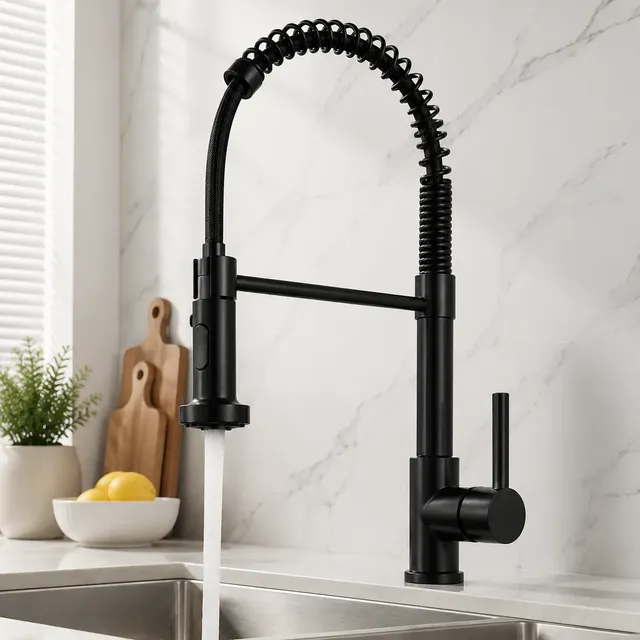 Torneira Cozinha Gourmet Bancada Flexível Monocomando Pia Preto Fosco