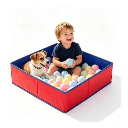 Piscina De Bolinhas Portátil Infantil E Pet Quadrada Azul