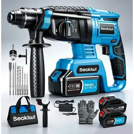 Martelo Rompedor Professional Com 2 Baterias E Acessório Azul 127v 60