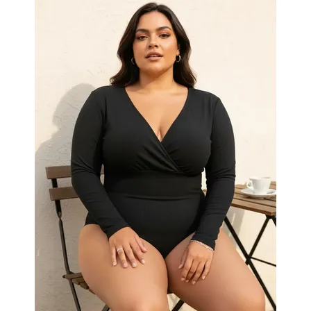 Blusa Body Cruzado Transpassado Cruzado Plus Size Outono