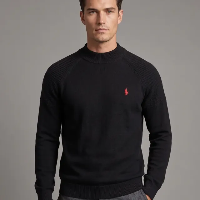 Suéter Ralph Lauren Masculino Tricot Gola Alta Preto