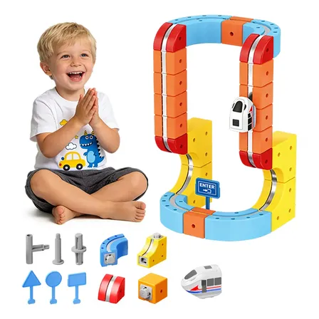 Pista Carrinho Blocos De Construção De Trilhos Montar Bricks