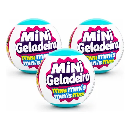 Kit 3 Bolas Surpresa Com Acessórios Mini Minis Geladeira