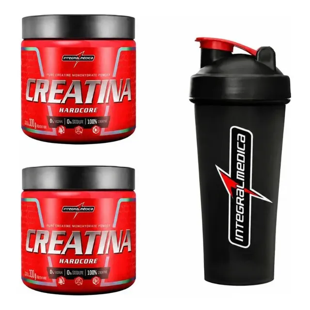 Kit 2 Creatina Integralmedica 300g + Coqueteleira 600ml Neutro