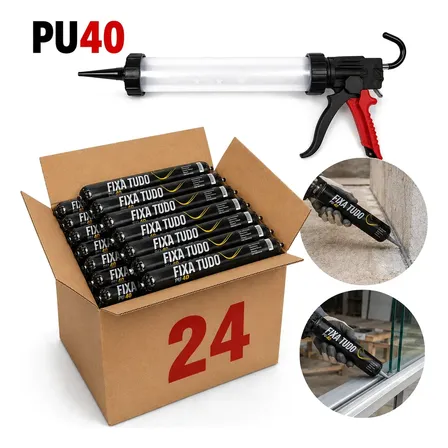 Kit 24 Pu40 + Aplicador 800gr Sache Selante Cola Construção