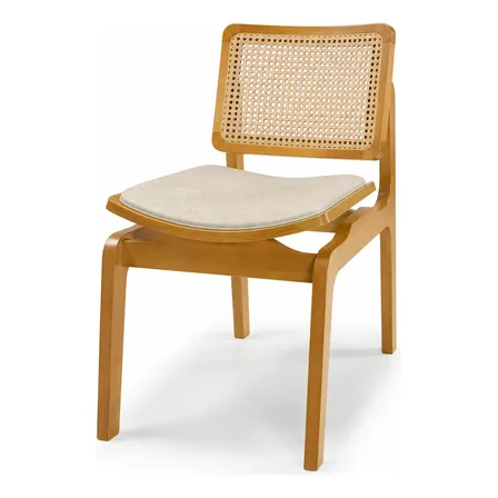 Cadeira Para Sala De Jantar Madeira Maciça Rattan 1 Un