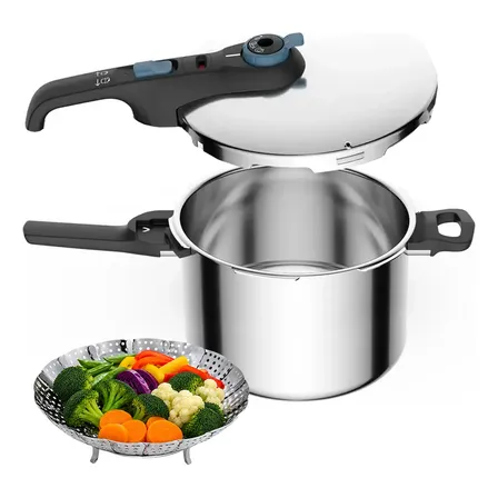 Panela De Pressão 6l Rochedo Inox Indução E Cesto A Vapor
