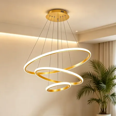 Lustre Led Sala Moderno 60w, 3 Arcos Pendente Luminária Teto 127/220v Dourado