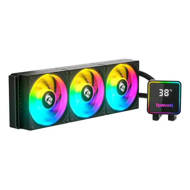 Water Cooler 360mm Redragon, Argb, Display Lcd, Preto Preto