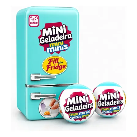 Mini Geladeira Mini Brand +2 Capsula Bola Surpresa Brinquedo