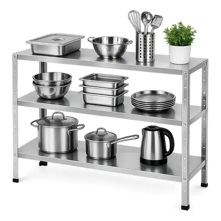 Mesa Bancada Aço Inox Cozinha Industrial 3 Bandejas Multiuso