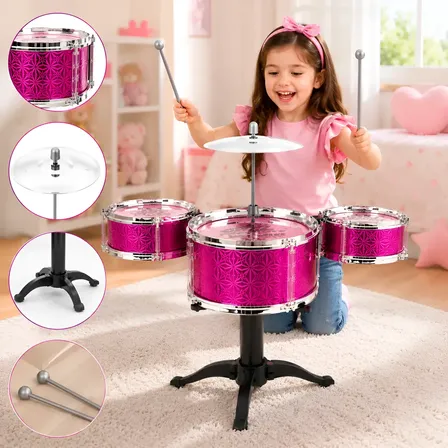 Bateria Musical De Brinquedo Criança Jazz Drum Rock Tambor