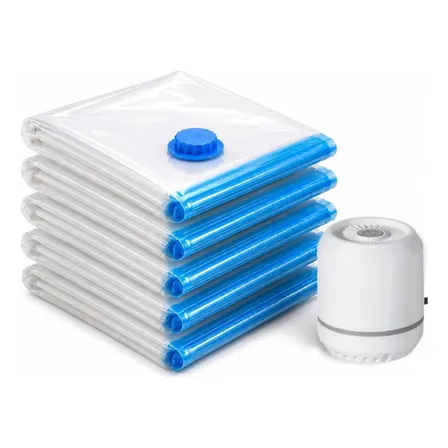 Kit 5 Sacos Vácuo 60x80cm Bomba Elétrica Antimofo Roupas
