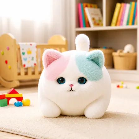 Gato De Pelúcia Fofinhos Interativo Movimento Som Presente Branco Rosa E Azul - Pisca E Mia Divertido Fofinho Olhos Azuis