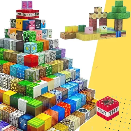 Kit 72 Peças Blocos Magnéticos Construção Cubos Brinquedos 72 Bloco De Montar Magnetico