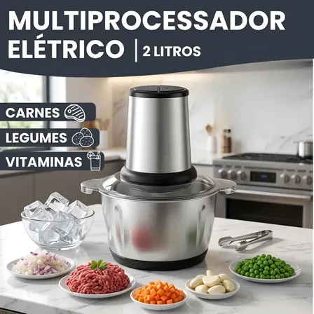 Multiprocessador Alimento Moedor Triturador Eletrico 2l Inox