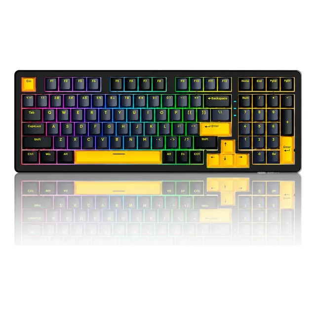 Teclado Mecânico Gamer Tri Mode Rgb Fire Phoenix F99 Pro Preto Inglês Us