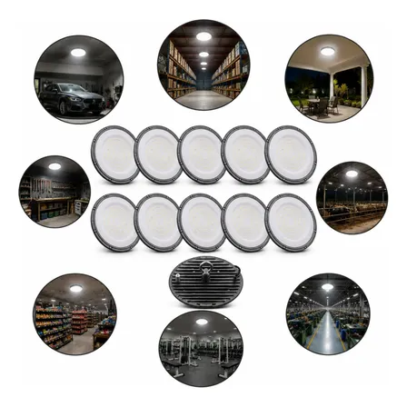Kit 10 Luminária Led Smd Ufo Industrial Galpão 400w 6500k Bv