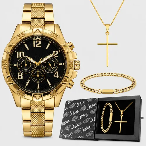 Relogio Banhado Masculino + Cordao Grumet + Caixa Pulseira