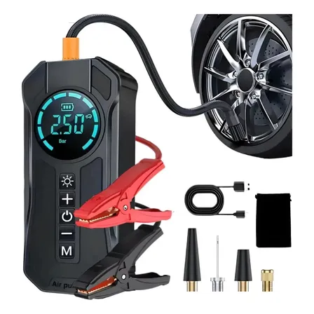 Auxiliar Partida Bateria Portátil Compressor Pneu Moto Bike