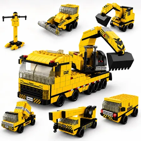Bloco Montar Caminhão Escavadeira Construção 1000 Peças