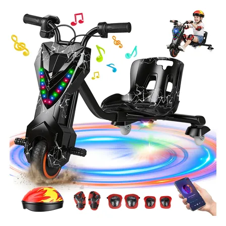 Patinete Drift Elétrico Triciclo Infantil 6.5'' Médio 15km/h Preto