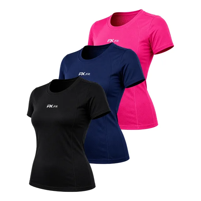 Kit 3 Camisetas Dry Fit Feminina Baby Look Academia Corrida