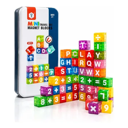 Blocos Magnéticos 2cm Alfabeto Números Infantil 40 Peças