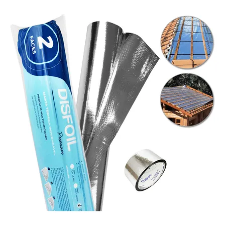 Manta Térmica P/ Telhado Disfoil Premium 2 Faces 50m2 + Fita
