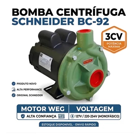 Bomba Centrífuga Schneider Bc-92 3,0hp Motor Weg