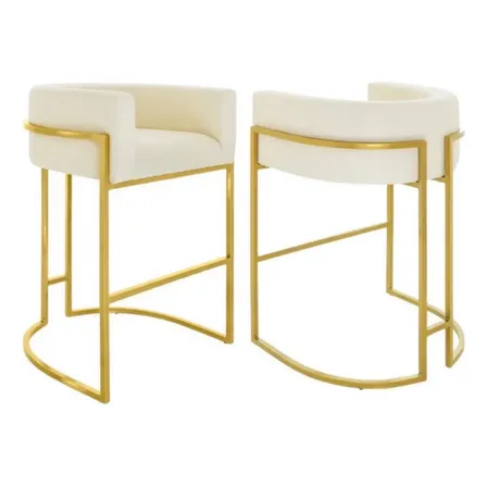 Banqueta Poltrona Moderna Luxo Sofisticada Base De Metal