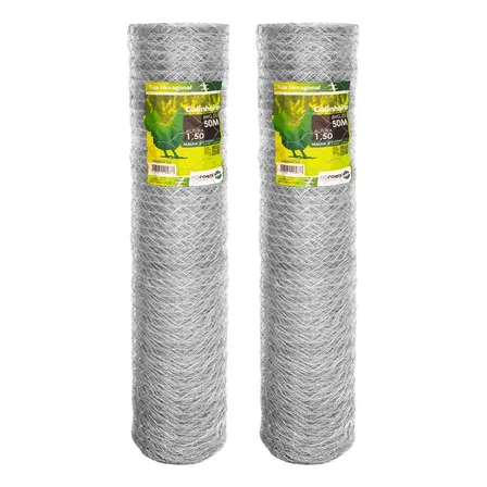 Kit 2 Tela Galvanizada Galinheiro Fio 23 1,50x50metros Horta