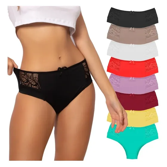Kit 10 Calcinhas Cós Alto Detalhes Em Renda Lingerie