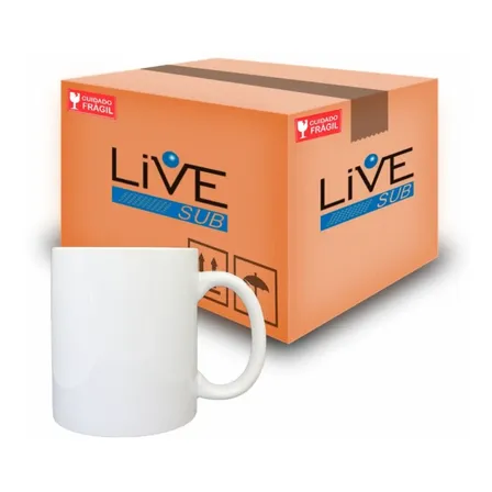 12 Canecas Brancas Porcelana Importada Sublimação 325ml Live