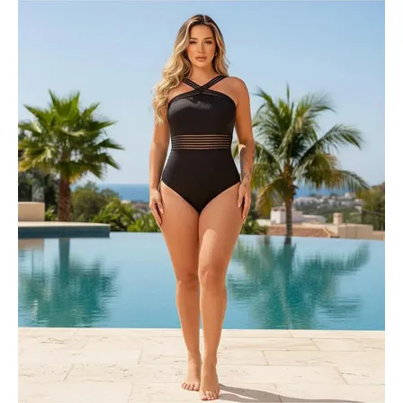 Body/maiô Com Detalhe Elástico Moda Praia
