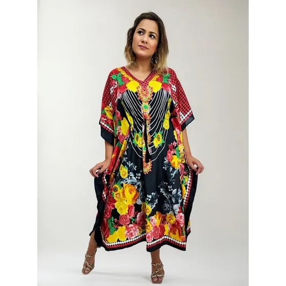 Vestido Longo Kaftan Feminino Sarat Moda Indiana Gg