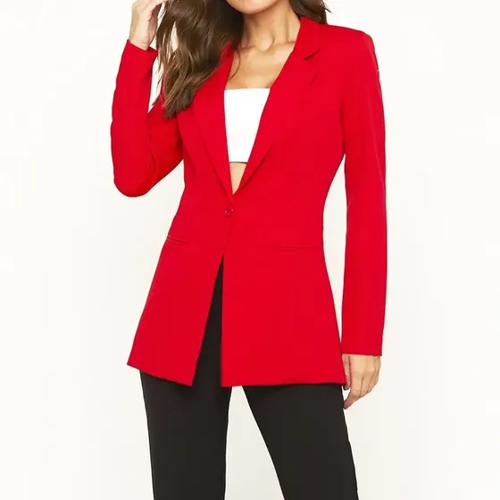 Maxi Blazer Alfaiataria Feminino Longo Acinturado C/ Forro