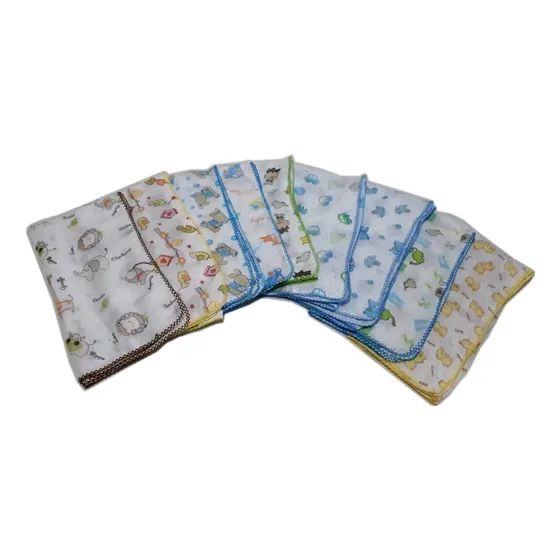 5 Fralda De Pano Estampada Grande Com Crochê - Promoção