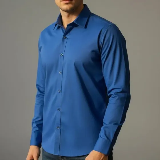 Camisa Masculina Slim Social Básica Manga Longa
