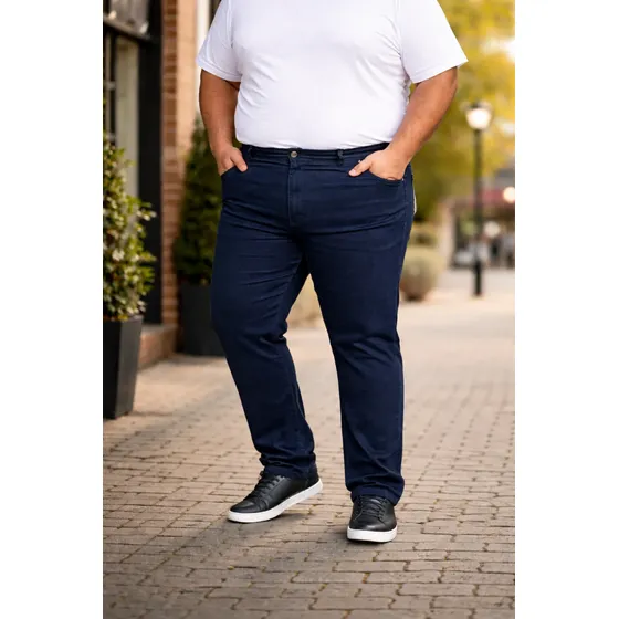 Calça Jeans Sarja Com Lycra Masculina Plus Size