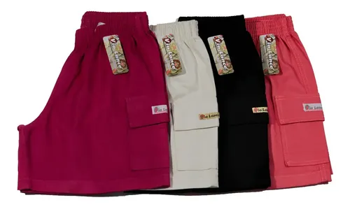 Kit C/4 Pecas Bermuda Feminina Algodão Elástico