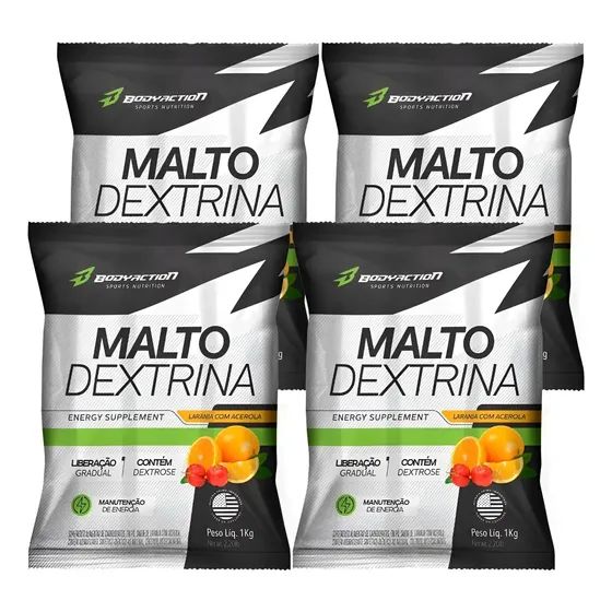 4x Malto Dextrin 1kg - Bodyaction - Com Dextrose