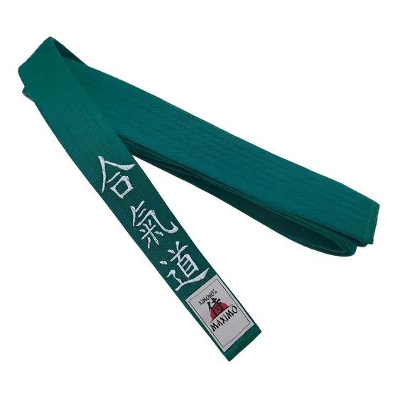 Faixa Verde Bordada Aikido Japonês Modelo Start Treino Exame