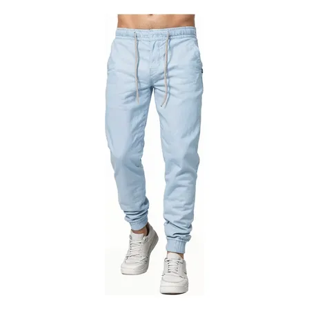 Calça Jogger Masculina Sarja Elástico Regulador Na Cintura